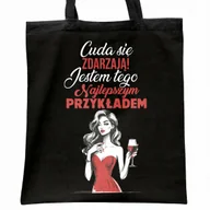 Torby i wózki na zakupy - Torba bawełniana czarna na zakupy Cuda Się Zdarzają Dzień Kobiety - miniaturka - grafika 1