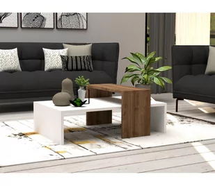 Stolik kawowy GLOW 32x80 cm biały/brązowy - Ławy i stoliki kawowe Stolik kawowy GLOW 32x80 cm biały/brązowy - Ławy i stoliki kawowe - miniaturka - grafika 1