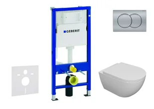 Geberit Duofix - Zestaw do montażu podtynkowego, toaleta Oudee i deska wolnoopadająca, przycisk Delta01, chrom mat SANI11CA1105 - Stelaże i zestawy podtynkowe do WC - miniaturka - grafika 1