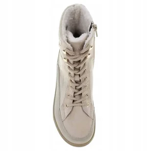 JANA BOTKI DAMSKIE BEŻOWE OCIEPLANE Z ZAMKIEM 39 Ż5C - Botki damskie - miniaturka - grafika 1