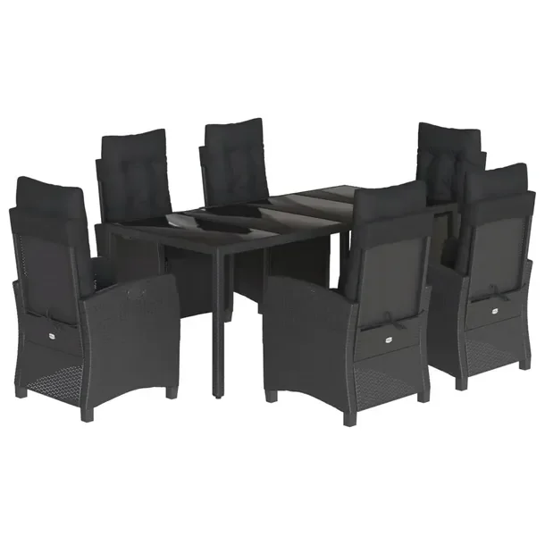 Zestaw mebli ogrodowych 190 x 90 x 75 cm, czarny, rattan PE, stal malowana