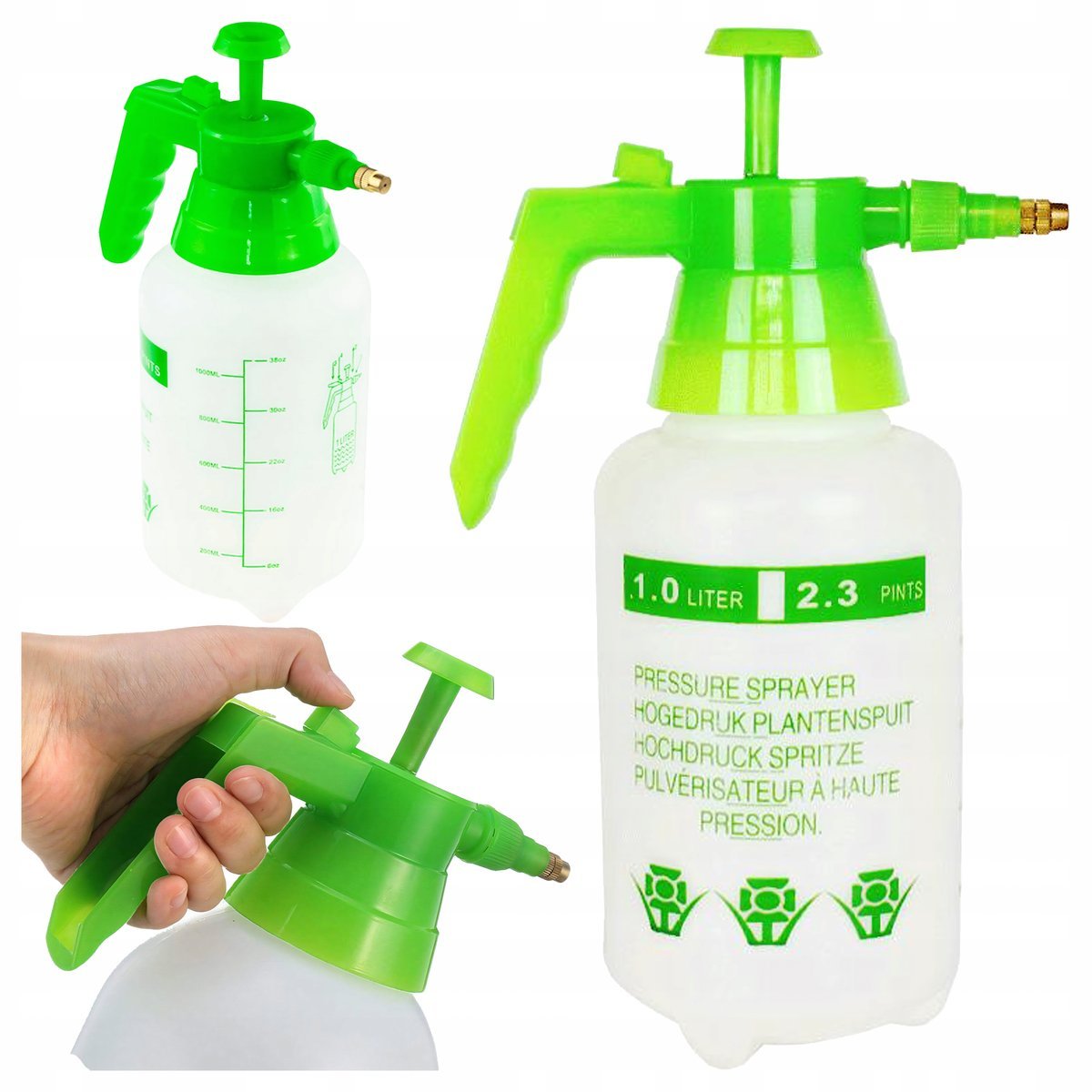Opryskiwacz Spryskiwacz Ręczny Ciśnieniowy Ogrodowy Domowy 1L Zielony