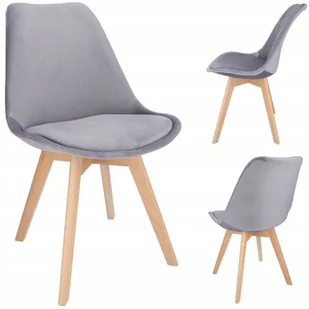 Krzesło tapicerowane, welurowe, BARI, 49x34x82 cm, szare - Krzesła - miniaturka - grafika 1