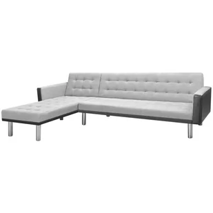 vidaXL Sofa rogowa z tkaniny, 218x155x69 cm szaro-czarna - Narożniki - miniaturka - grafika 1