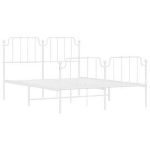 Metalowa rama łóżka z wezgłowiem i zanóżkiem, biała, 140x190 cm Lumarko! - Łóżka - miniaturka - grafika 2