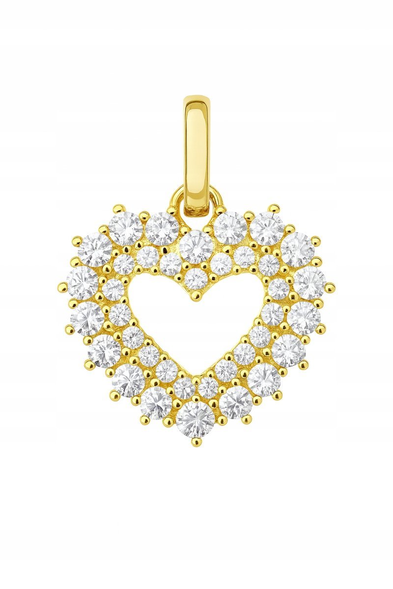 PIĘKNA DAMSKA ZŁOTA ZAWIESZKA SERDUSZKO Z BIAŁYMI CYRKONIAMI 14KT 585