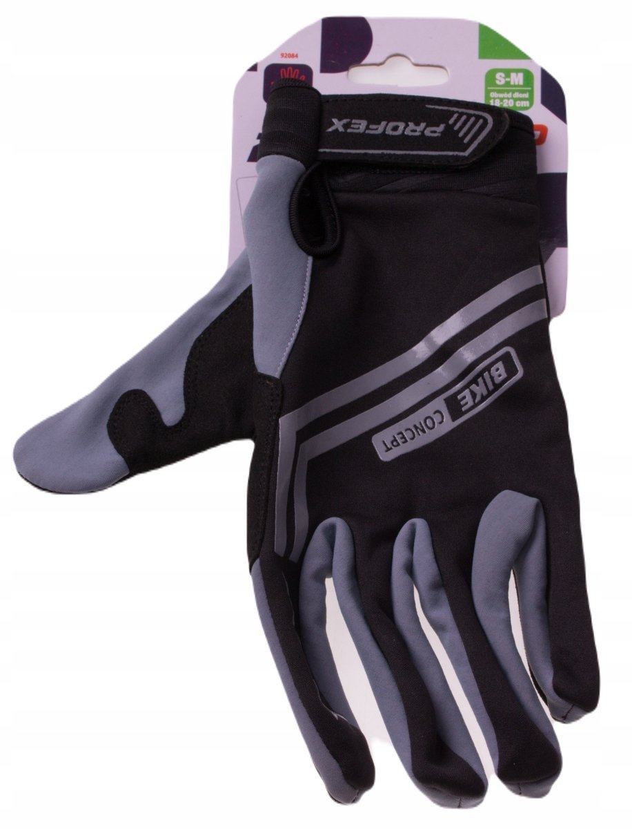 Rękawiczki rowerowe PROFEX Full (rozmiar L/XL) Czarno-szary