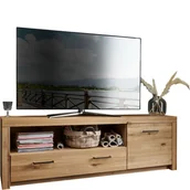 Szafki RTV - Szafka RTV II Drewniana z Dębu Olejowanego WZ-0169-1101 WZ-0169 G+K Meble Niklowany Srebrny - miniaturka - grafika 1