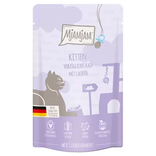 MjAMjAM Quetschie Kitten, 12 x 125 g - Wykwintna cielęcina z olejem z łososia - Mokra karma dla kotów - miniaturka - grafika 1
