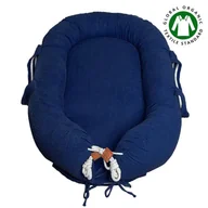Kokony niemowlęce - Hi Little One - Kokon gniazdko dla Noworodka z organicznego oddychającego BIO muślinu GOTS NEWBORN NEST NAVY - miniaturka - grafika 1
