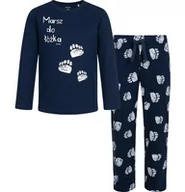 Piżamy chłopięce - Piżama dla dziewczynki lub chłopca, uniwersalna, z napisem marsz do łóżka, granatowa 3-8 lat - miniaturka - grafika 1