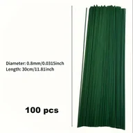 Rękodzieło - TEMU 50/100/300 Kwiatowych Łodyg Bukietów i Materiałów Rękodzielniczych (30cm/11.8in), Zielono-Biały Metalowy Drut o Średnicy 0.8mm do DIY Kwiatowych - miniaturka - grafika 1