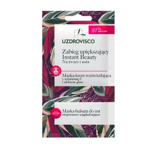UZDROVISCO Zabieg upiększający Instant Beauty na twarz i usta Maska-krem rozświetlająca z wit. C + Maska-balsam do ust, 8ml - >>> DARMOWA od 59zł<<< 24h !!! - Maseczki do twarzy - miniaturka - grafika 1