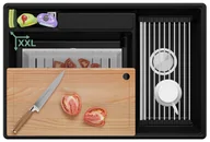 Zlewozmywaki - Zlewozmywak granitowy dwukomorowy Nablatowy bez ociekacza Czarny Paryż 80 Work&Store. Baterie kuchenne i syfon do wyboru. Primagran - miniaturka - grafika 1