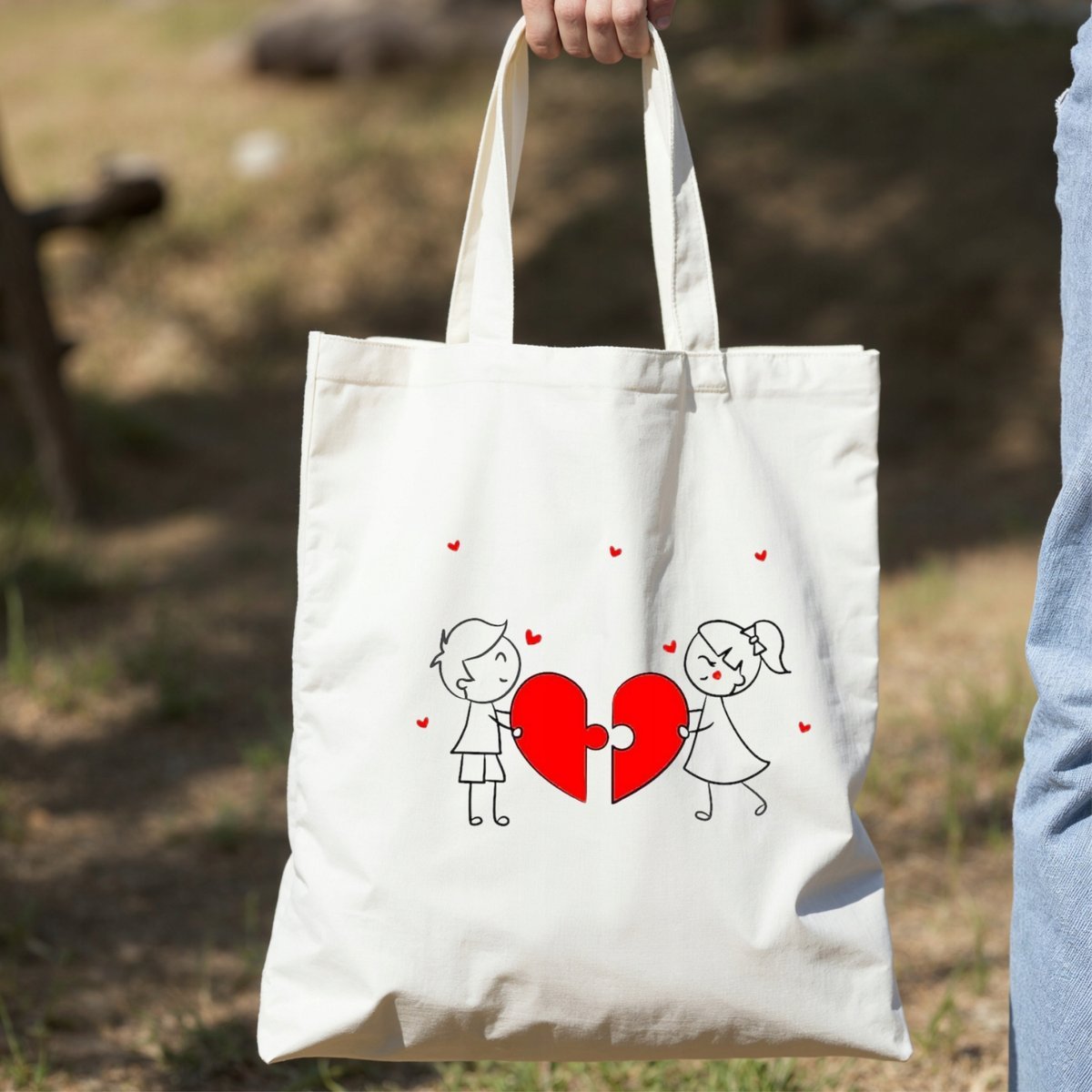 Torba z nadrukiem/bawełniana Walentynki Serce I love You Prezent