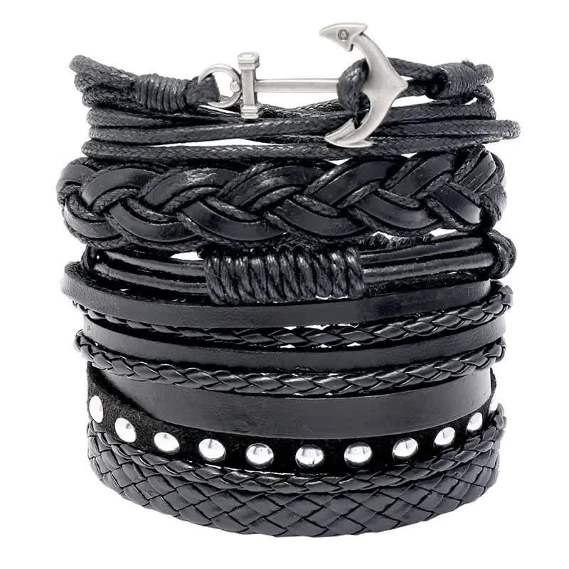 Bransoletka Boho Black - Anchor, Zestaw 6 Bransoletek