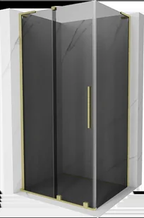 Mexen Velar L kabina prysznicowa rozsuwana 90x75 cm, grafit, złota szczotkowana - 871-090-075-43-55 - Kabiny prysznicowe - miniaturka - grafika 1