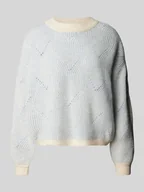Swetry damskie - Sweter z dzianiny o luźnym kroju z abstrakcyjnym fakturowanym wzorem model ‘JENNA’ - miniaturka - grafika 1