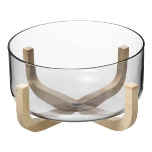Miska na sałatkę ARHA 24 cm szklana z drewnianą podstawką 173779 - Miski i półmiski - miniaturka - grafika 1