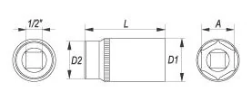 Yato nasadka sześciokątna, długa 1/2 21 mm YT-1234 - Klucze i nasadki - miniaturka - grafika 2