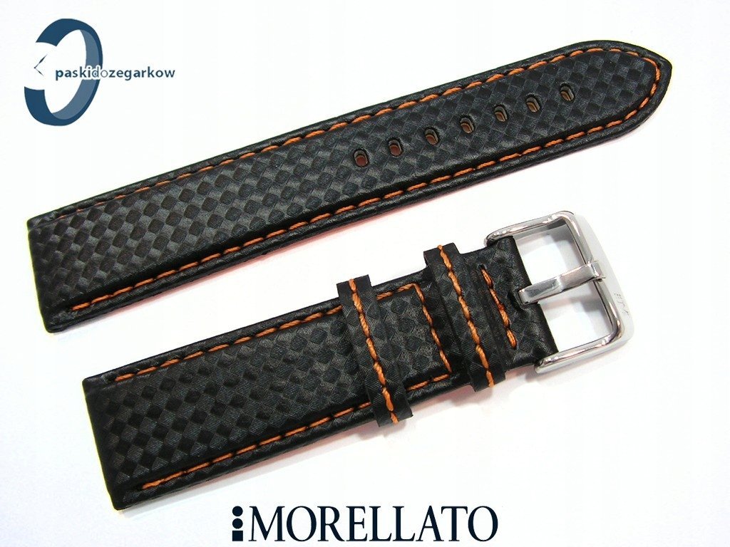 Pasek MORELLATO BIKING 22 mm skórzano-materiałowy pomarańczowa nić