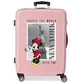 Walizki - Disney Mickey i Minnie Travel The World New York Walizka średniej wielkości Nude 48x68x26 cms Sztywne zapięcie z boku 70L 3kg 4 koła Podwójne, Różowy, Talla única, średnia walizka - miniaturka - grafika 1