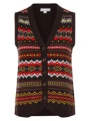 Kamizelki damskie - brookshire Damska kamizelka dzianinowa Kobiety Wełna wielokolorowy|brązowy wzorzysty, S - miniaturka - grafika 1