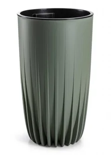 HowHomely Donica Stripped Wysoka recykling szarozielona 30xh51 cm - Donice - miniaturka - grafika 1