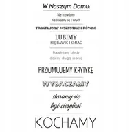 Dekoracje domu - Napis na ścianę z zasadami naklejka 100x50cm wybór koloru - W naszym domu 168 - miniaturka - grafika 1