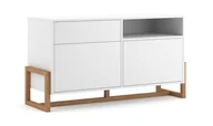 Komody - Vivaldi Komoda OSLO niska biały mat/dąb mat z szufladami i szafkami VIVKOMNISOSLO - miniaturka - grafika 1