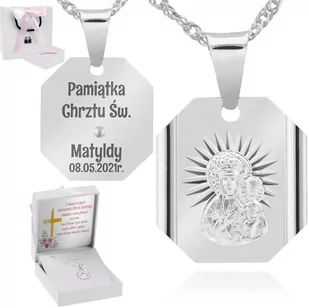 Srebrny Medalik Z Matką Boską Częstochowską Grawer - Dewocjonalia - miniaturka - grafika 1