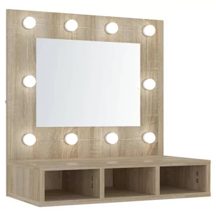 Lumarko Szafka z lustrem i oświetleniem LED, dąb sonoma, 60x31,5x62 cm - Toaletki - miniaturka - grafika 3