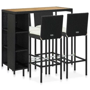vidaXL VidaXL 5-cz ogrodowy zestaw barowy poduszki rattan PE czarny 3064920 - Pozostałe meble ogrodowe - miniaturka - grafika 1