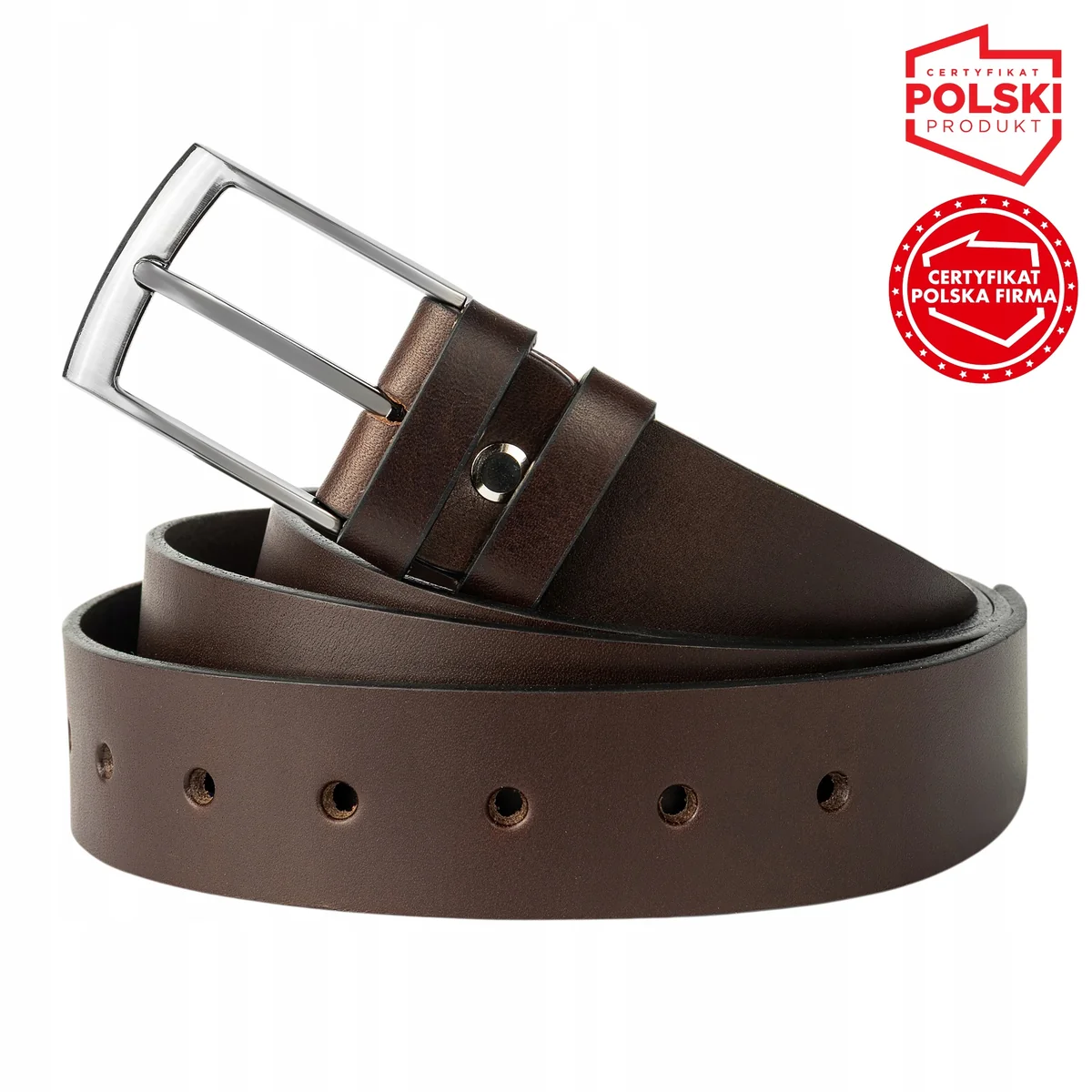 Pasek Skórzany Męski Brąz Premium Polska Skóra Grawer Parker Quality XL