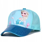 Czapki damskie - Czapka z Elzą z daszkiem brokat niebieska JAKOŚĆ! - miniaturka - grafika 1