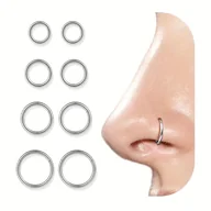 Inne - TEMU Zestaw 8 sztuk: 16G Chirurgiczna Stalowa Zawiasowa Kolczyk do , Spiralny Kolczyk do Chrząstki, Daith, Tragus, Kolczyk do Snu, Piercing Ciała - miniaturka - grafika 1