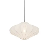Lampy sufitowe - QAZQA Designerska lampa wisząca biały jedwab 50 cm - Plu - miniaturka - grafika 1