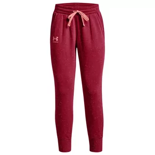 Spodnie damskie - Under Armour Rival Fleece Joggers 1356416-664 Damskie Spodnie Czerwone - grafika 1