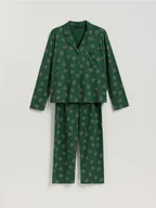 Moda i Uroda OUTLET - Reserved - Dwuczęściowa piżama ze świątecznym nadrukiem - zielony - miniaturka - grafika 1