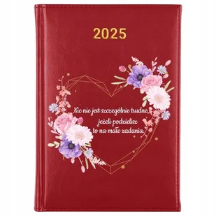 Kalendarz Czerwony A5 2025 NIC NIE JEST SZCZEGÓLNE TRUDNE Terminarz Wzory - Kalendarze - miniaturka - grafika 1
