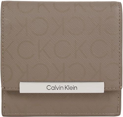 Calvin Klein Damski portfel CK Linear SM Trifold_Mono K60K612443, brązowy (Cinder Monogram Pu), jeden rozmiar, Brązowy (Cinder Monogram PU), Rozmiar Uniwersalny