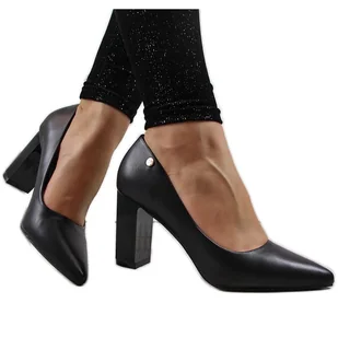 Czółenka na słupku czarne Vinceza - Czółenka - miniaturka - grafika 1