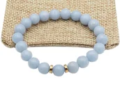 Bransoletki - Bransoletka na gumce kamień koraliki angelit - miniaturka - grafika 1