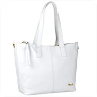 Torebki damskie - VEZZE Włoska torebka shopper skórzana biała - miniaturka - grafika 1