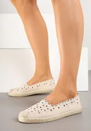 Espadryle damskie - Beżowe Ażurowe Espadryle Vices z Ozdobną Plecionką Arivrae - miniaturka - grafika 1