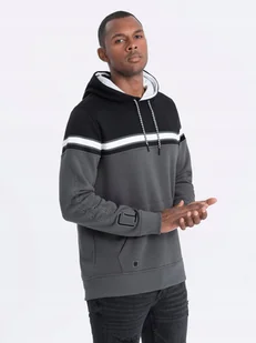Bluza męska kaptur trzykolorowa szara V2 S014 M - Bluzy męskie - miniaturka - grafika 1