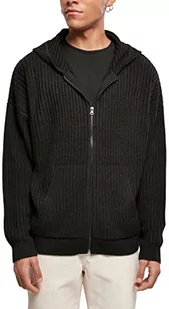 Urban Classics Męska bluza z kapturem z dzianiny z zamkiem błyskawicznym, czarny, L - Bluzy męskie - miniaturka - grafika 1