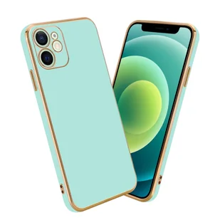 Pokrowiec Do Apple iPhone 12 MINI Etui w Glossy Miętowa Zielona - Złoto TPU Silikonowe Obudowa Case Cover Cadorabo - Etui i futerały do telefonów - miniaturka - grafika 1