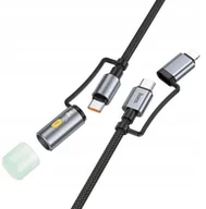 Kable USB - Kabel All-in-one USB C / Lightning do USB C / LED Light Hoco PD 3A 60W 1,2 m U138 czarny - miniaturka - grafika 1