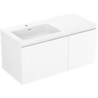 Szafki łazienkowe - Mexen Rivel szafka łazienkowa 100 cm z umywalką Otis lewą, 1S, 1D, ryflowana, biała mat - 91A23-10047-3-BBFF01-W18L01 - miniaturka - grafika 1